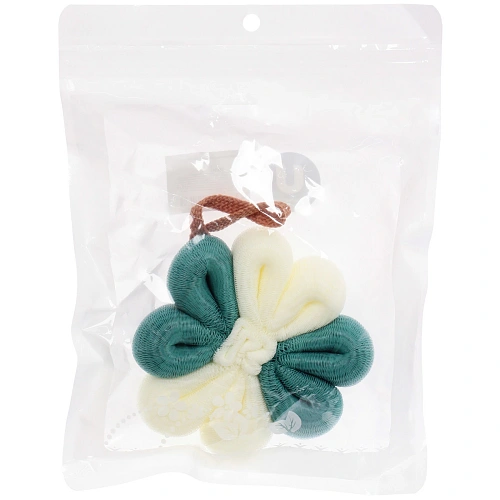 Мочалка нейлоновая Premium - STELLA, цвет белый  лазурный, d-11см (ZIP пакет)_5