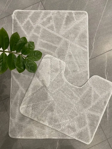 Комплект ковриков для ванной и туалета My Crystal 60*100 и 50*60 Геометрия,Мозайка,светло-серый