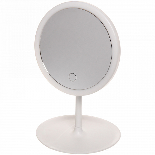 Зеркало настольное с подсветкой на подставке "SVETi", цвет белый, USB, 28*18см