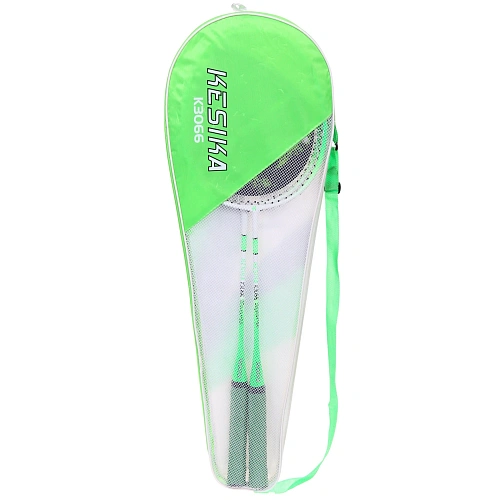 Бадминтон в наборе K-3066, 3 предмета 2 металлические ракетки 65 см, чехол (цвет зелёный)_3