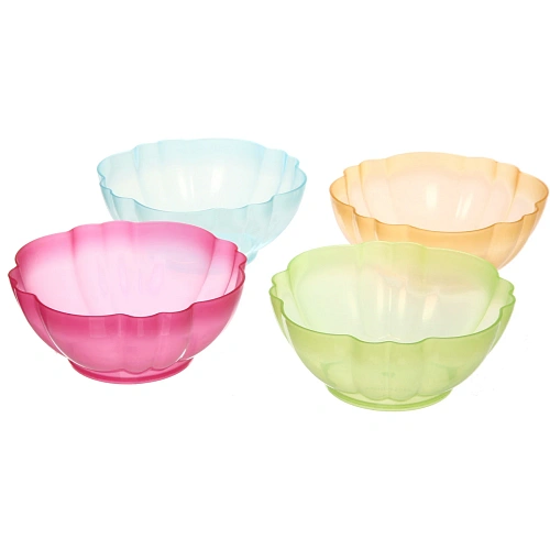 Салатник пластиковый 400мл "Радуга" в наборе 4шт 13*5см, цвета микс