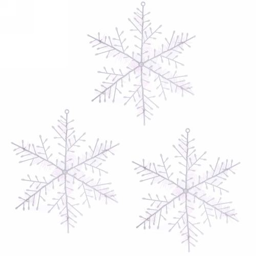 Украшение новогоднее "Снежинка" 21 см (набор 3 шт), Белый