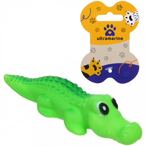 Игрушка резиновая с пищалкой "Крокодил", цвет зеленый, 19см (лейбл)