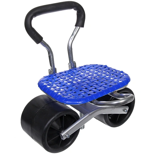 Стул садовый на колесах для прополки и работы в саду 354714см с поворотным механизмом(360°) складная спинка, цвет синий_10