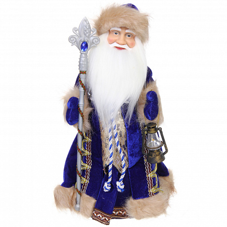 Дед Мороз "Волшебный наряд" 40 см в синей шубке
