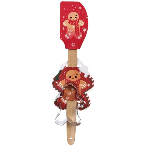 Лопатка силиконовая в наборе с формочкой "Пряничный человек" 29,5*5,5см