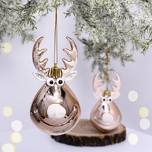 Ёлочная игрушка "Счастливый лось" 13 см (2 шт), шампань