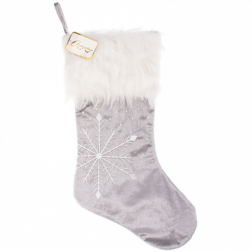 Носок новогодний "Снежинка" 46*22 см, серый