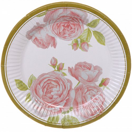Тарелка бумажная 18 см в наборе 10 шт "Розовый сад"