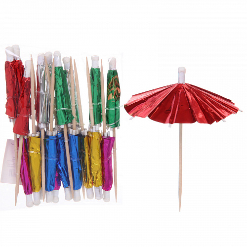 Шпажки для канапе 10 см "Пляжный зонтик" 20 шт, микс