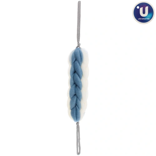 Мочалка для тела "PREMIUM - FERGAMO", цвет белый / лазурный, 26*6 см, 60грамм, Zip пакет