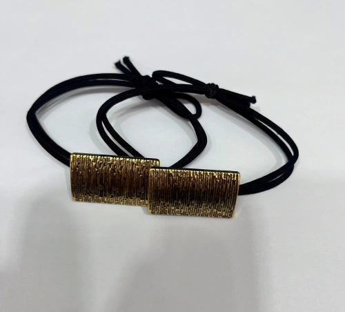 Резинка для волос в наборе 2шт "DesignPRO", цвет черный / золото , 2,8*1,3см