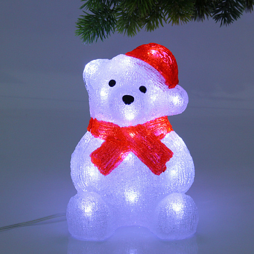 Фигура светодиодная "Медвежонок" 15*14,5*22 см, 20 лампы LED, (авторежим), 220V, Белый