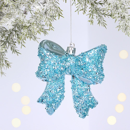 Ёлочная игрушка "Бант" 8.5*3*9.2 см, Голубой