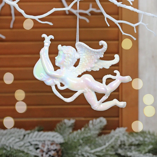 Подвеска "Парящий ангел" 14,5*8,5 см, Жемчужный
