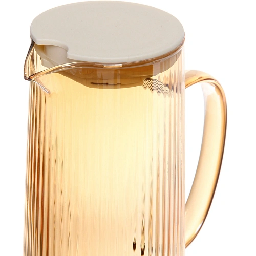 Кувшин стеклянный 1200мл Орфей с пластиковой крышкой и ситом, золотой_3