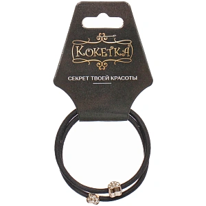 Резинка для волос в наборе 2шт "DesignPRO", сердечки, цвет черный / золото, d-5.5см