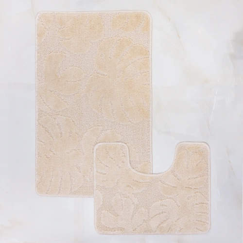 Комплект ковриков для ванной и туалета My Crystal серия Gold 50*80 и 40*50 Монстера,бежевый