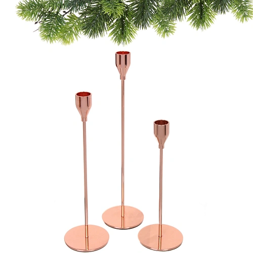 Подсвечники SUNSHINE 22 2732 см (набор 3 шт), Розовое золото_3