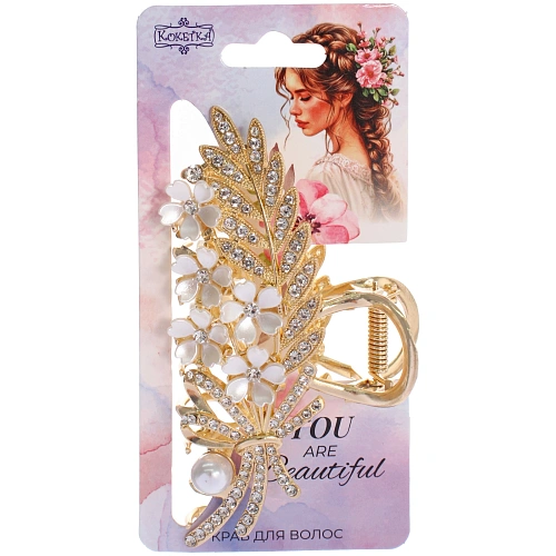 Заколка - краб для волос на блистере LAVITA, веточка, цвет серебро и золото, 115,5см_8