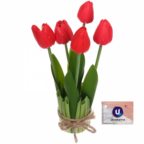 Цветочная композиция "Весенняя рапсодия" 10*26см Тюльпаны красные