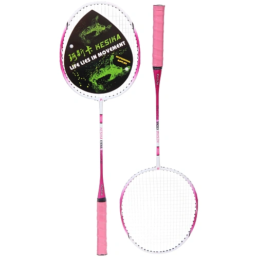 Бадминтон в наборе K-3066, 3 предмета 2 металлические ракетки 65 см, чехол (цвет розовый)_4
