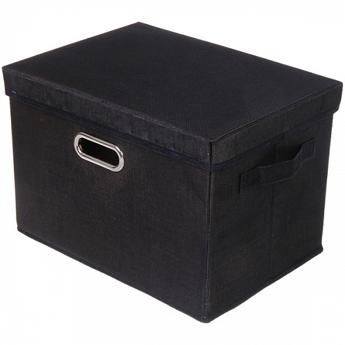 Коробка для хранения вещей складная с крышкой "ДЭСТРА", цвет черный, 37*27*26см