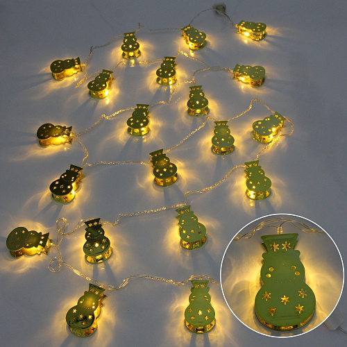 Гирлянда для дома "Золотой снеговик" 4м 20 ламп LED, 3,7*6 см прозр.пров.,1 реж, IP-20, Теплый белый (возможность соединения)