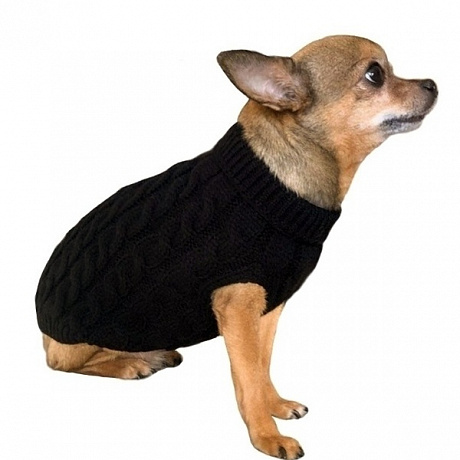 Кофта - свитер для мелких пород собак и кошек "BRO Style", косички, цвет черный, р S