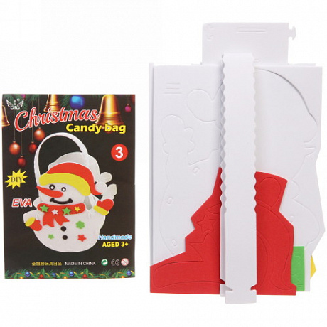 Сумочка детская складная новогодняя "Ультрамарин- Снеговичок", 9*6,5 см дно сумки, 15 см без ручки