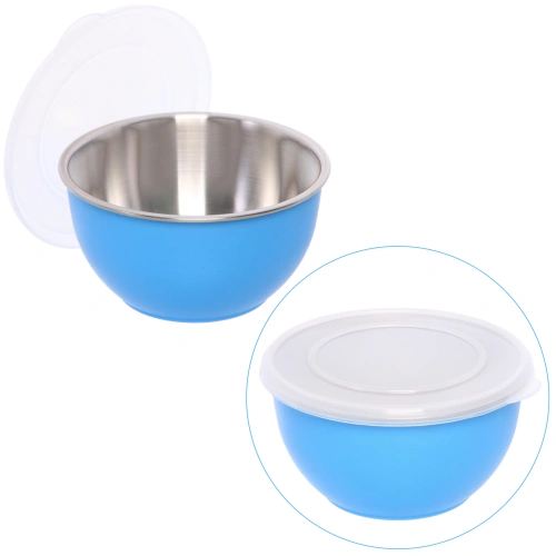 Миска из нержавеющей стали для СВЧ-печи с крышкой 0,45л 12см