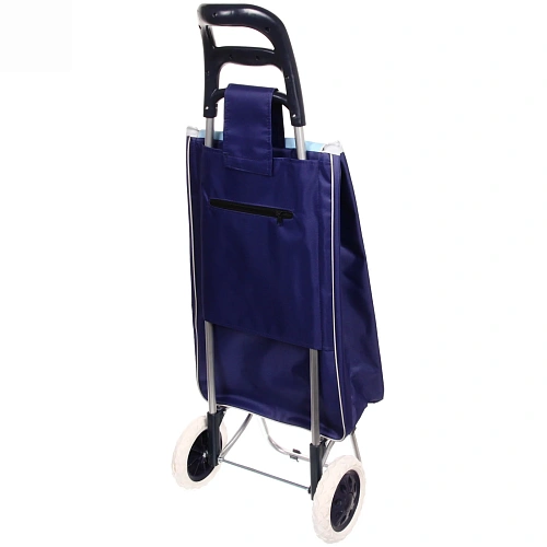 Тележка хозяйственная с сумкой (953330см, колеса 16см, до 30 кг) цветы синяя_5