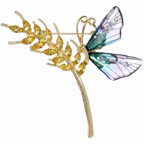 Брошь KLEVER KS, Бабочка на колоске, цвет как на фото, 5557см (символ Возрождения)_2