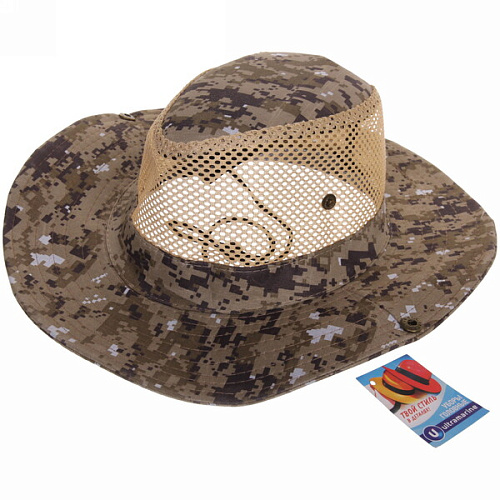Шляпа мужская с клепками и сеткой Tourist, микс 5 цвтов, 58р, ширина полей 7,5см_21