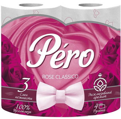 Бумага туалетная PERO ROSE  3слоя  4рулона