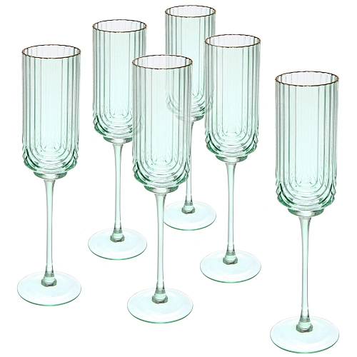 Бокал для шампанского 210мл "Enjoy Life" в наборе 6шт, цвет зеленый