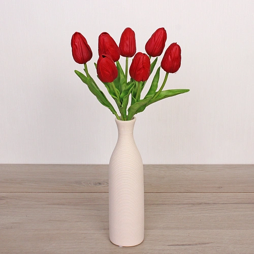 Цветы искусственные Natur 38см Тюльпаны 7шт бордовые_5