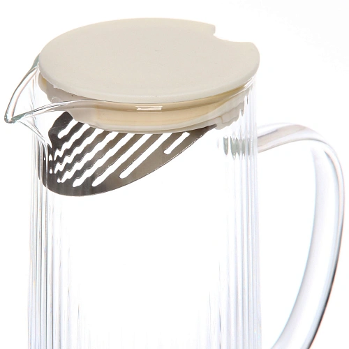 Кувшин стеклянный 1200мл Орфей с пластиковой крышкой и ситом, прозрачный_4