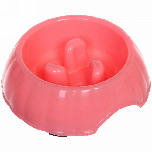 Миска пластиковая для медленного кормления "Зиг-Заг" 18*5,5см цвет розовый/350мл