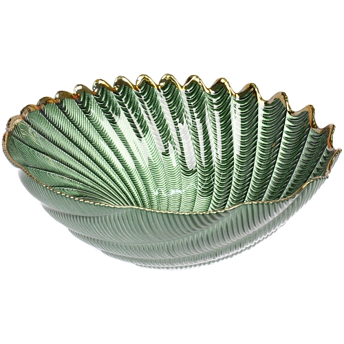 Салатник стеклянный "Фьюжн" 20*7,5см изумрудный перламутр
