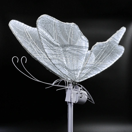 Фигура светодиодная "Волшебная Бабочка" на стойке h-1,78м, длина крыла 60 см (машет крыльями),220v,Белый