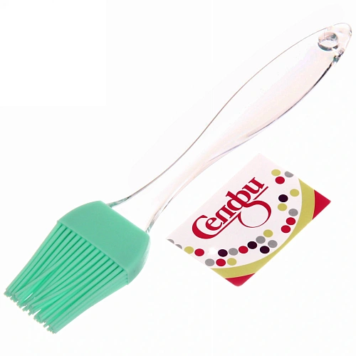 Кисточка кулинарная силиконовая 20,5*4см "Macarons" прозрачная ручка