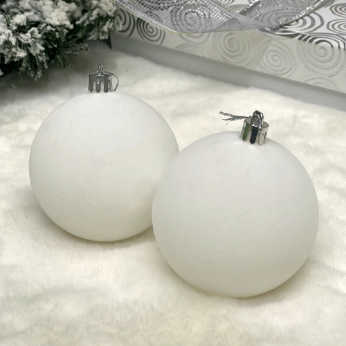 Набор шаров VELOUR "Нежный бархат" 8 см (набор 2 шт), Белый