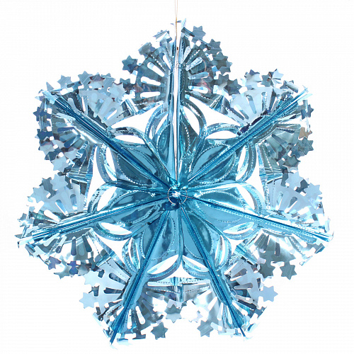 Украшение фольгированное "Сказочная снежинка" d-30 см, Голубой