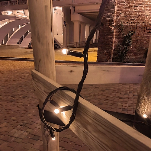 Гирлянда для улицы 11м 100 ламп LED чёрный провод, 8 реж, IP-65, Теплый белый (возможность соединения)_14