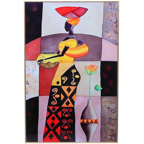 Картина интерьерная в раме "ШАНТИ", девушка с кувшином, 40*60см (термоусадочная пленка)