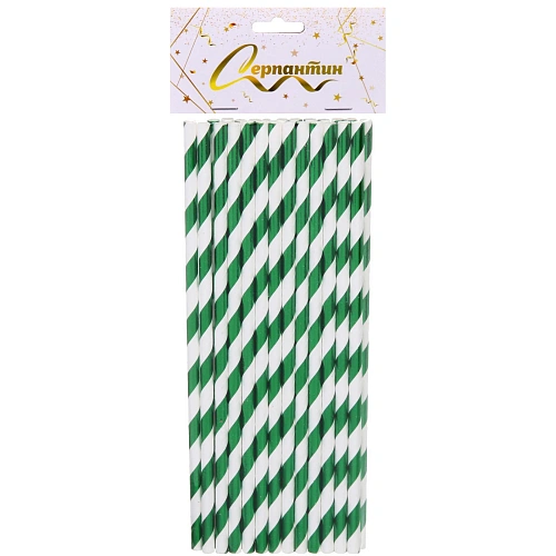 Трубочка для коктейля Праздник 19,5 см d-6 мм (набор 25 шт), Зеленый_4