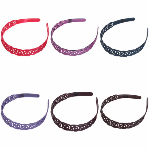 Ободок для волос пластиковый "Province - Emily", вензеля, микс 6 цветов, 2,5 см ( подвес)