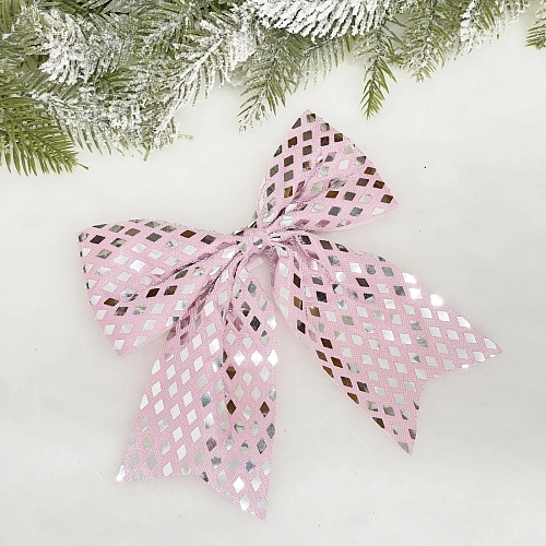 Бант на ёлку "Сказочные переливы" 17*19 см, Розовое золото