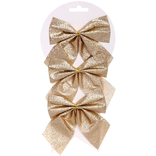 Бант на ёлку "Зимнее очарование" 11*11 см (набор 3 шт), Шампань